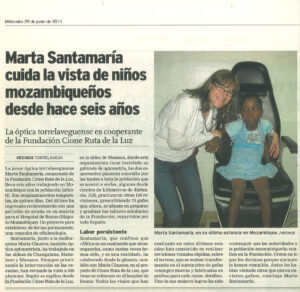 Artículo de prensa sobre Marta en Mozambique
